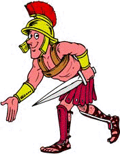 A cartoon of a Roman soldier